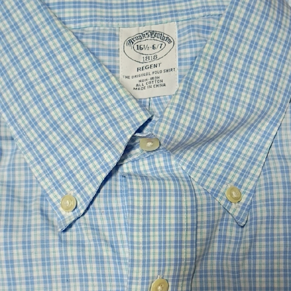 Brooks Brothers Light Blue Plaid Dress Shirt